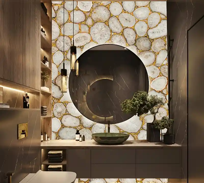 Crystal Agate With GOld Glitter