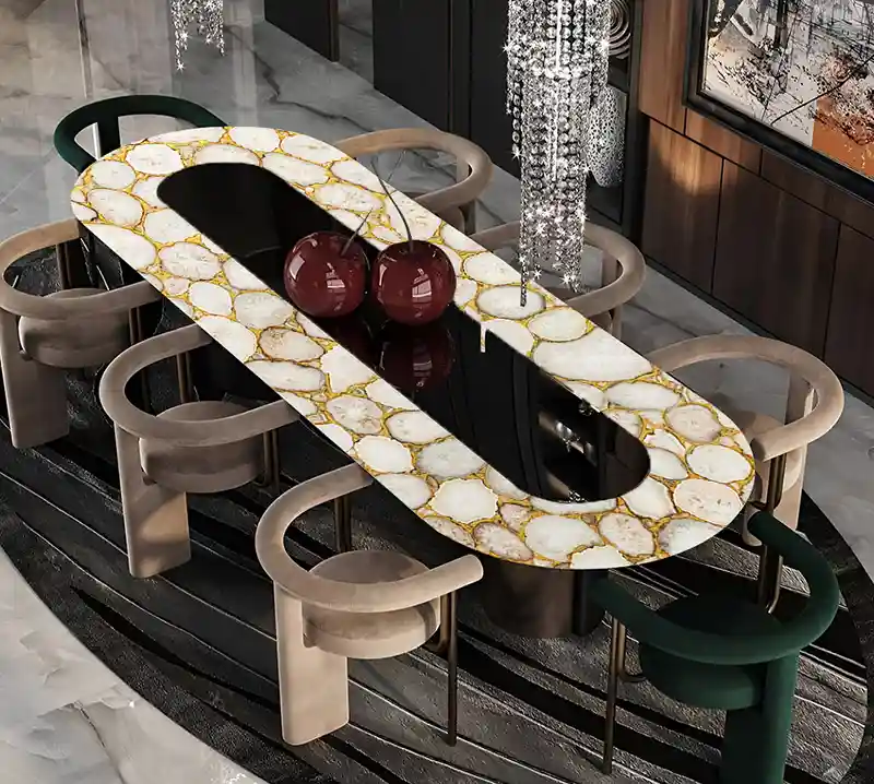 Crystal Agate With GOld Glitter