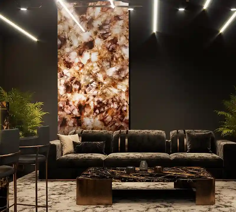 Golden Hemotied Quartz Slab