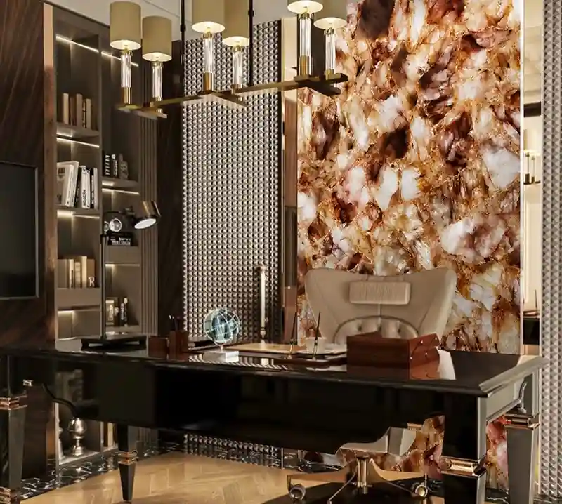 Golden Hemotied Quartz Slab