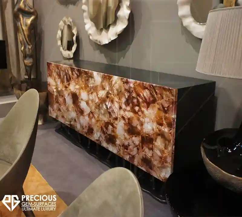 Golden Hemotied Quartz Slab