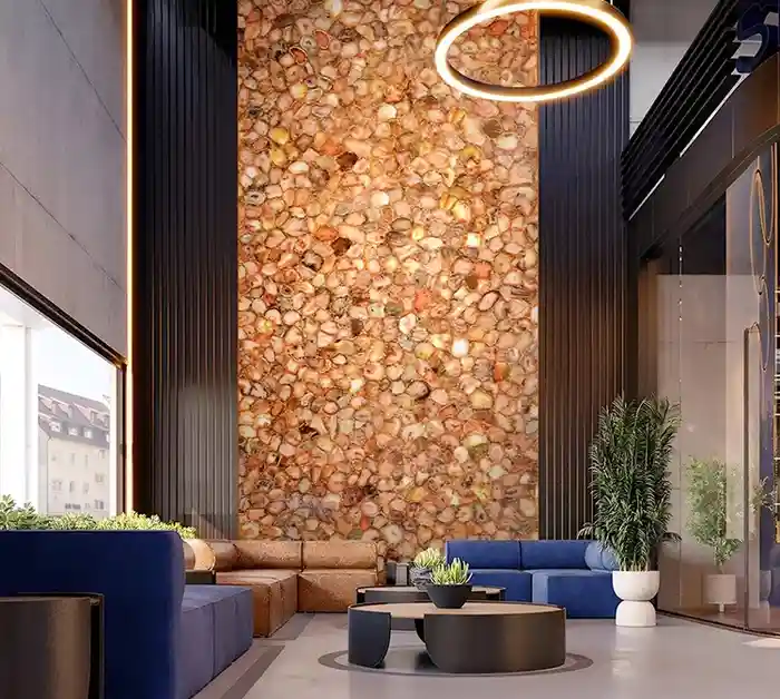 Ruby Agate Double Height Feature Wall