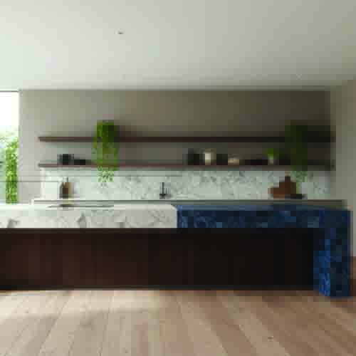 White Quartz Blue Agate Kitchen Countertop